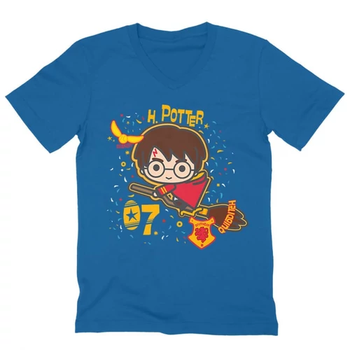 Királykék Harry Potter férfi V-nyakú póló - H. Potter 07