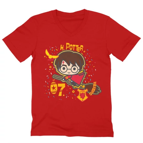 Piros Harry Potter férfi V-nyakú póló - H. Potter 07