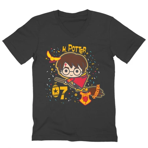 Sötétszürke Harry Potter férfi V-nyakú póló - H. Potter 07