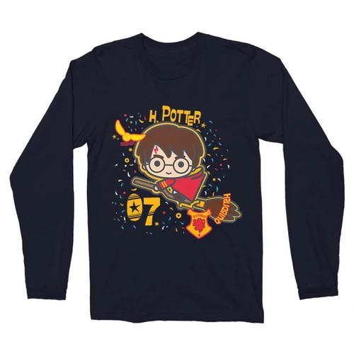 Sötétkék Harry Potter férfi hosszú ujjú póló - H. Potter 07