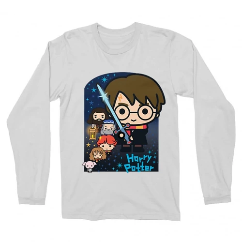 Fehér Harry Potter férfi hosszú ujjú póló - Harry Potter chibi poster