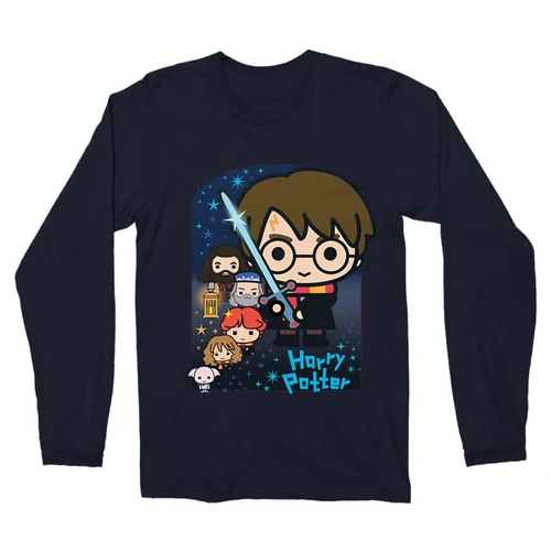 Sötétkék Harry Potter férfi hosszú ujjú póló - Harry Potter chibi poster