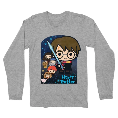 Sportszürke Harry Potter férfi hosszú ujjú póló - Harry Potter chibi poster