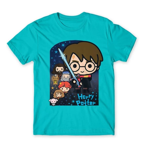 Atollkék Harry Potter férfi rövid ujjú póló - Harry Potter chibi poster