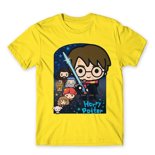 Citromsárga Harry Potter férfi rövid ujjú póló - Harry Potter chibi poster