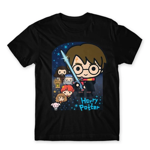 Fekete Harry Potter férfi rövid ujjú póló - Harry Potter chibi poster