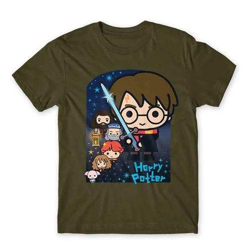 Khaki Harry Potter férfi rövid ujjú póló - Harry Potter chibi poster