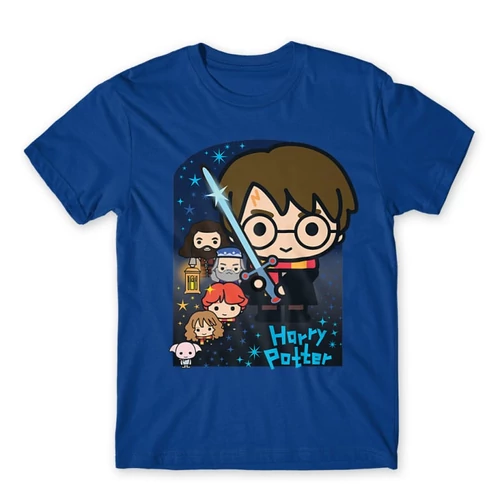 Királykék Harry Potter férfi rövid ujjú póló - Harry Potter chibi poster
