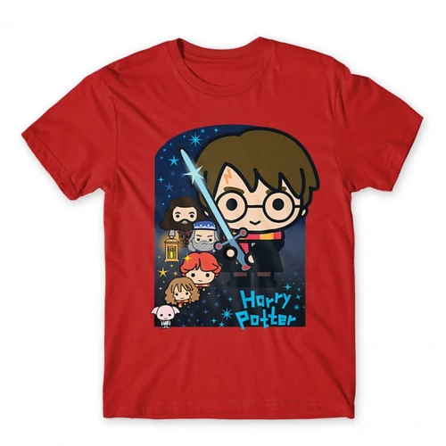 Piros Harry Potter férfi rövid ujjú póló - Harry Potter chibi poster
