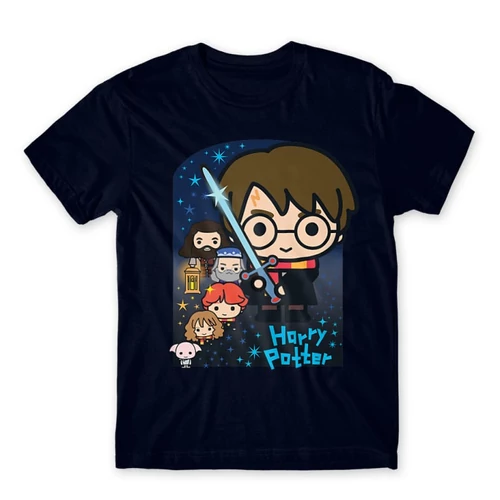 Sötétkék Harry Potter férfi rövid ujjú póló - Harry Potter chibi poster
