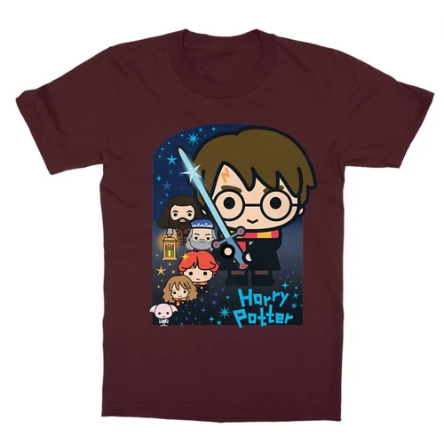 Bordó Harry Potter gyerek rövid ujjú póló - Harry Potter chibi poster