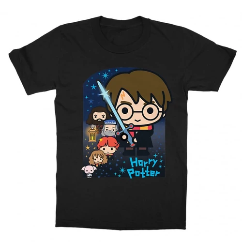 Fekete Harry Potter gyerek rövid ujjú póló - Harry Potter chibi poster
