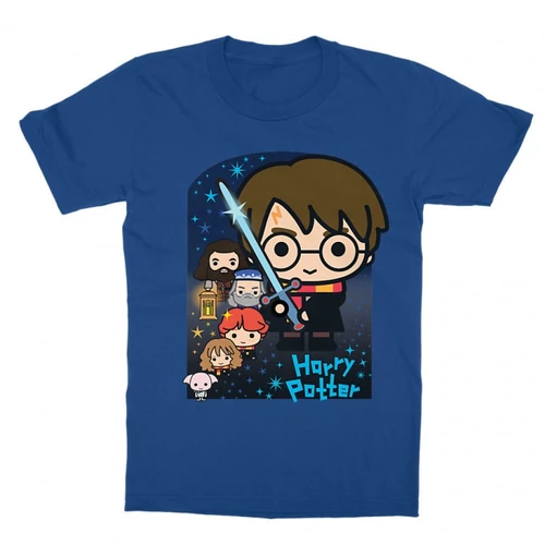 Királykék Harry Potter gyerek rövid ujjú póló - Harry Potter chibi poster