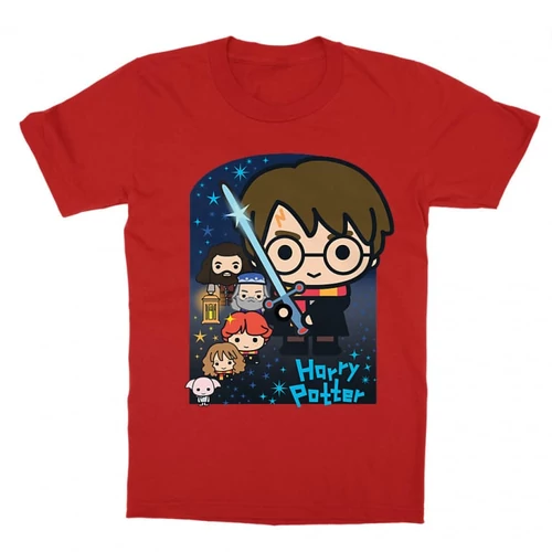 Piros Harry Potter gyerek rövid ujjú póló - Harry Potter chibi poster