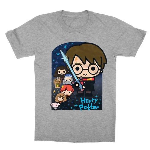 Sportszürke Harry Potter gyerek rövid ujjú póló - Harry Potter chibi poster