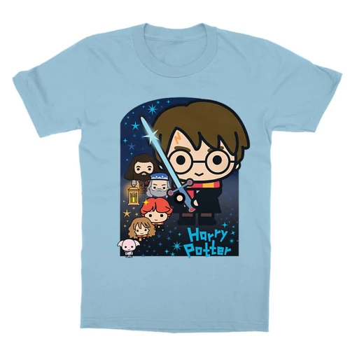 Világoskék Harry Potter gyerek rövid ujjú póló - Harry Potter chibi poster
