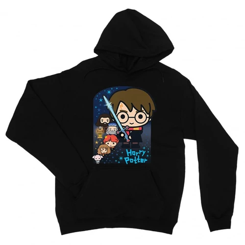 Fekete Harry Potter unisex kapucnis pulóver - Harry Potter chibi poster
