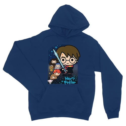 Királykék Harry Potter unisex kapucnis pulóver - Harry Potter chibi poster