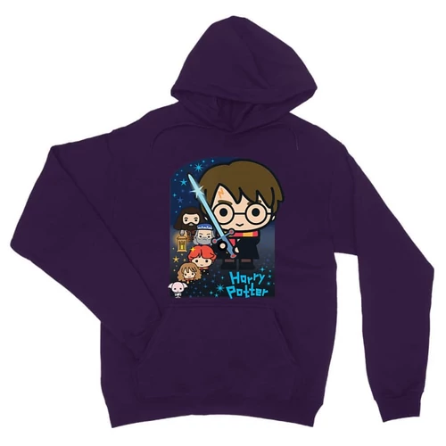 Sötétlila Harry Potter unisex kapucnis pulóver - Harry Potter chibi poster