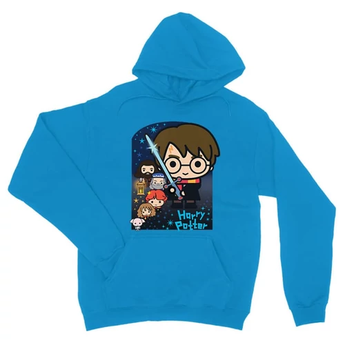 Zafírkék Harry Potter unisex kapucnis pulóver - Harry Potter chibi poster