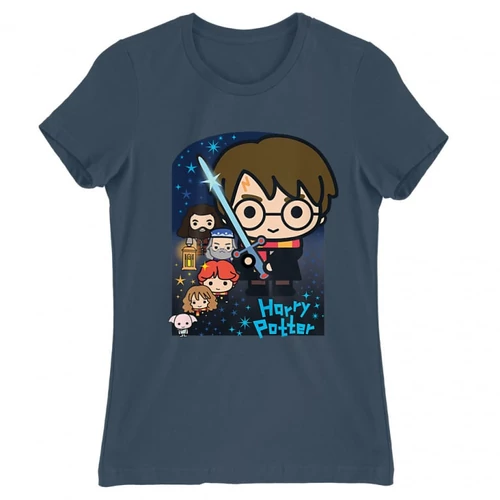 Denim Harry Potter női rövid ujjú póló - Harry Potter chibi poster