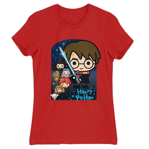 Piros Harry Potter női rövid ujjú póló - Harry Potter chibi poster
