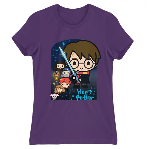 Sötétlila Harry Potter női rövid ujjú póló - Harry Potter chibi poster