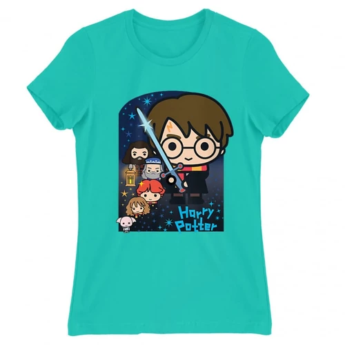 Türkiz Harry Potter női rövid ujjú póló - Harry Potter chibi poster