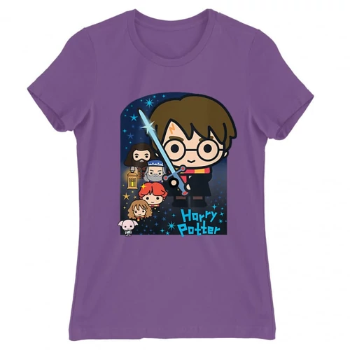 Világoslila Harry Potter női rövid ujjú póló - Harry Potter chibi poster