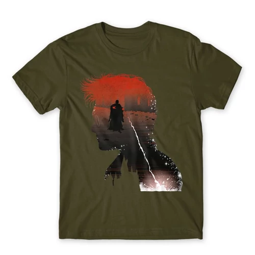 Khaki Harry Potter férfi rövid ujjú póló - Harry silhouette