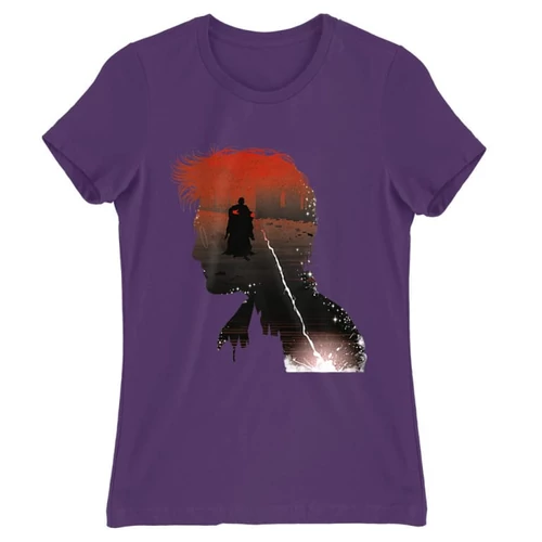 Sötétlila Harry Potter női rövid ujjú póló - Harry silhouette