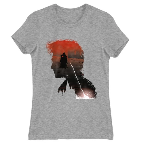 Sportszürke Harry Potter női rövid ujjú póló - Harry silhouette