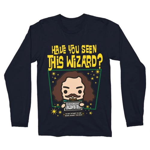 Sötétkék Harry Potter férfi hosszú ujjú póló - Have you seen this wizard?