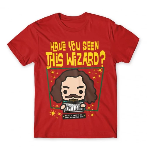Piros Harry Potter férfi rövid ujjú póló - Have you seen this wizard?