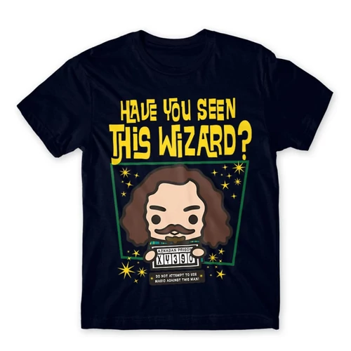 Sötétkék Harry Potter férfi rövid ujjú póló - Have you seen this wizard?