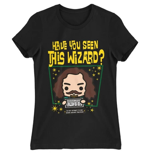 Fekete Harry Potter női rövid ujjú póló - Have you seen this wizard?