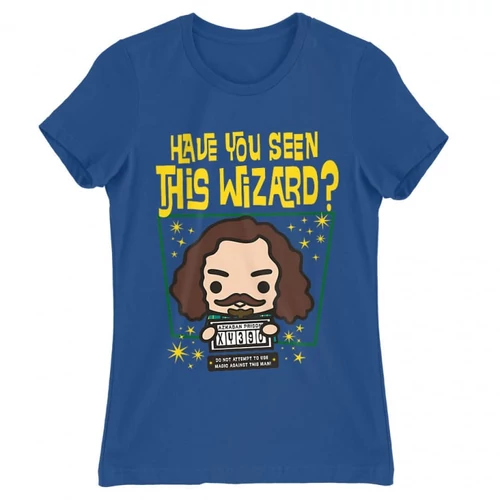Királykék Harry Potter női rövid ujjú póló - Have you seen this wizard?
