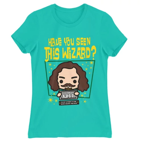 Türkiz Harry Potter női rövid ujjú póló - Have you seen this wizard?