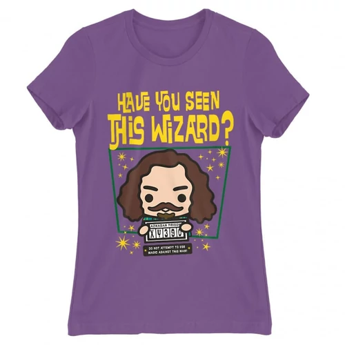 Világoslila Harry Potter női rövid ujjú póló - Have you seen this wizard?