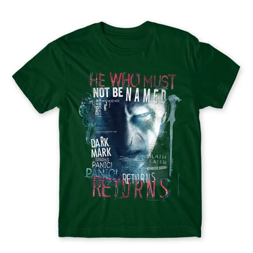 Sötétzöld Harry Potter férfi rövid ujjú póló - He returns 