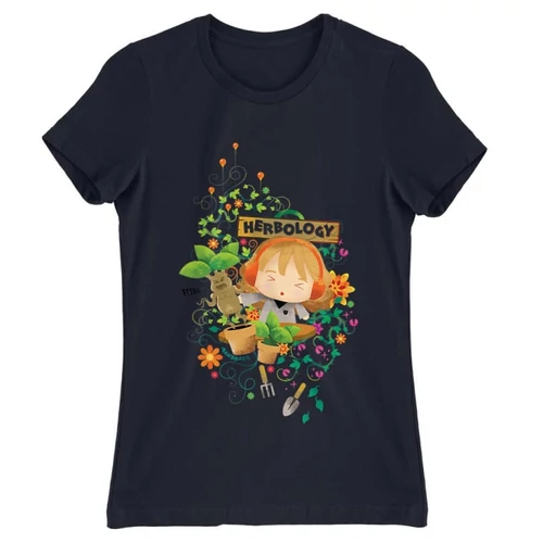 Sötétkék Harry Potter női rövid ujjú póló - Herbology Watercolor