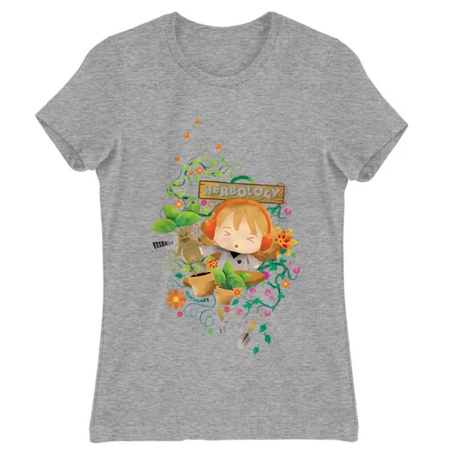 Sportszürke Harry Potter női rövid ujjú póló - Herbology Watercolor
