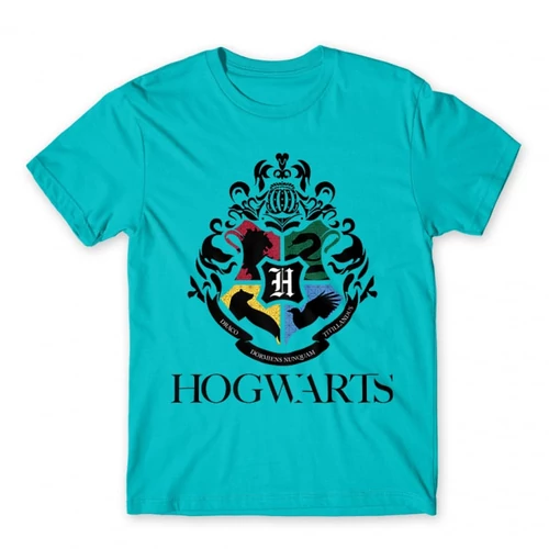 Atollkék Harry Potter férfi rövid ujjú póló - Hogwarts Alumni