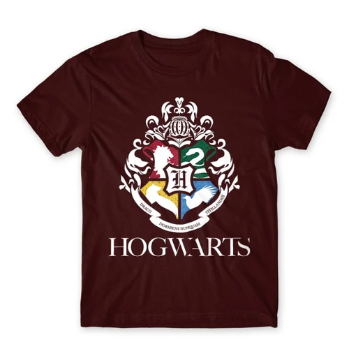 Bordó Harry Potter férfi rövid ujjú póló - Hogwarts Alumni