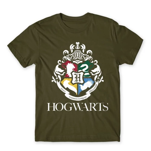 Khaki Harry Potter férfi rövid ujjú póló - Hogwarts Alumni