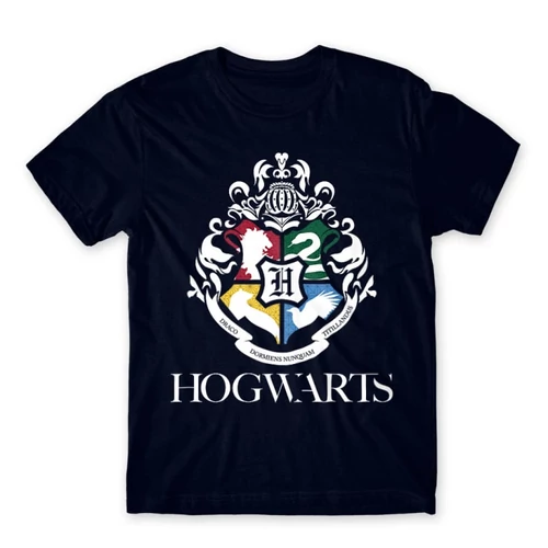 Sötétkék Harry Potter férfi rövid ujjú póló - Hogwarts Alumni