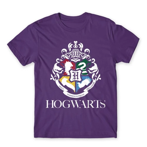 Sötétlila Harry Potter férfi rövid ujjú póló - Hogwarts Alumni