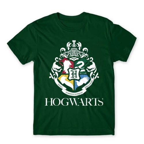 Sötétzöld Harry Potter férfi rövid ujjú póló - Hogwarts Alumni