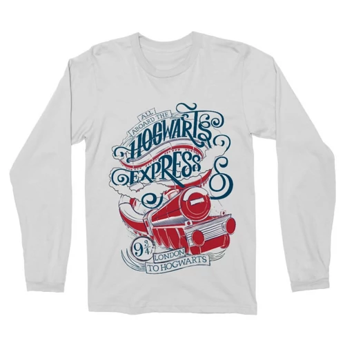 Fehér Harry Potter férfi hosszú ujjú póló - Hogwarts Express
