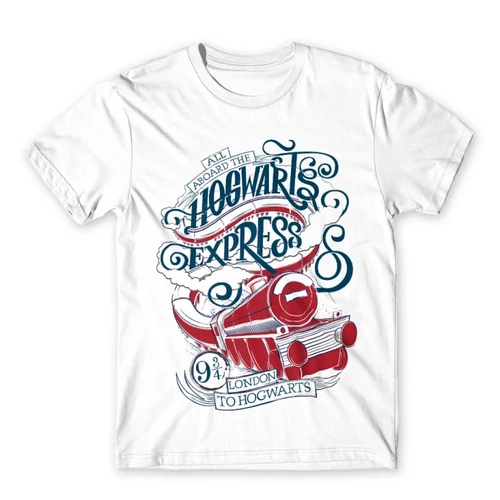 Fehér Harry Potter férfi rövid ujjú póló - Hogwarts Express